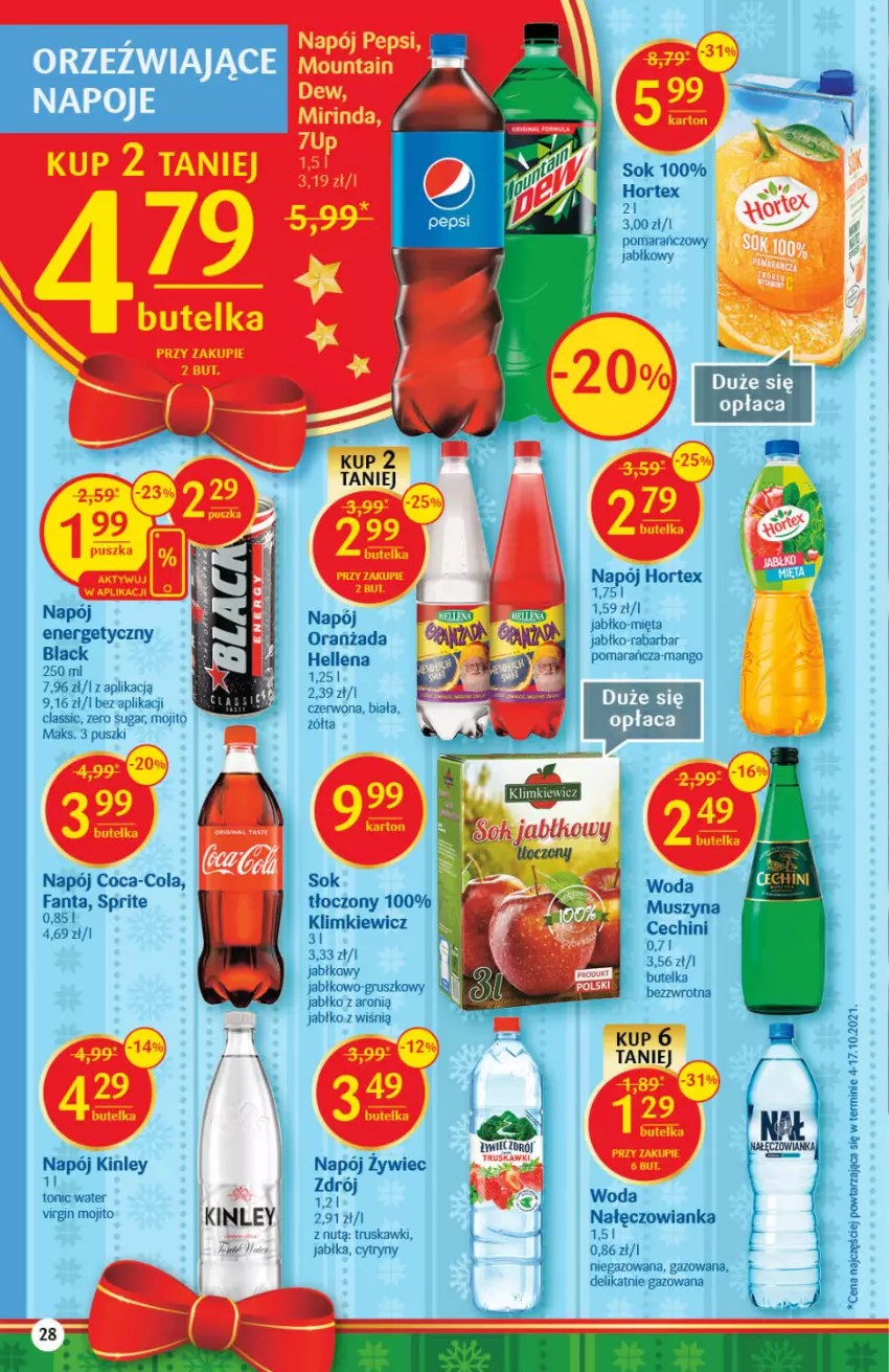 Gazetka promocyjna Delikatesy Centrum - Gazetka DC49 n. fresh - ważna 09.12 do 15.12.2021 - strona 28 - produkty: Coca-Cola, Cytryny, Fa, Fanta, Hellena, Hortex, Jabłka, Lack, Mango, Mattel, Mięta, Mus, Nałęczowianka, Napój, Oranżada, Pepsi, Sok, Sprite, Szyna, Truskawki, Woda