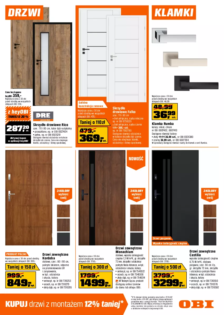 Gazetka promocyjna Obi - Gazetka OBI - ważna 11.03 do 24.03.2026 - strona 17 - produkty: Alegra, Deska sedesowa, Deska wolnoopadająca, Drzwi, Drzwi zewnętrzne, Fa, Gra, Klamka, Kompakt WC, Kosz, Lakier, Meble, Meble łazienkowe, Miska, Por, Rum, Rust, Ser, Skrzydło drzwiowe, Sok, Szafka, Top, Uchwyty, Umywalka