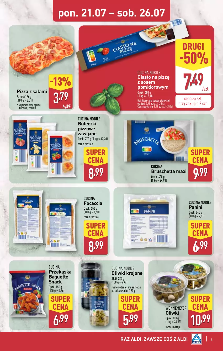 Gazetka promocyjna Aldi - Tydzień Włoski - ważna 28.07 do 02.08.2025 - strona 6 - produkty: Bułeczki, Focaccia, Oliwki, Pizza, Salami, Sos