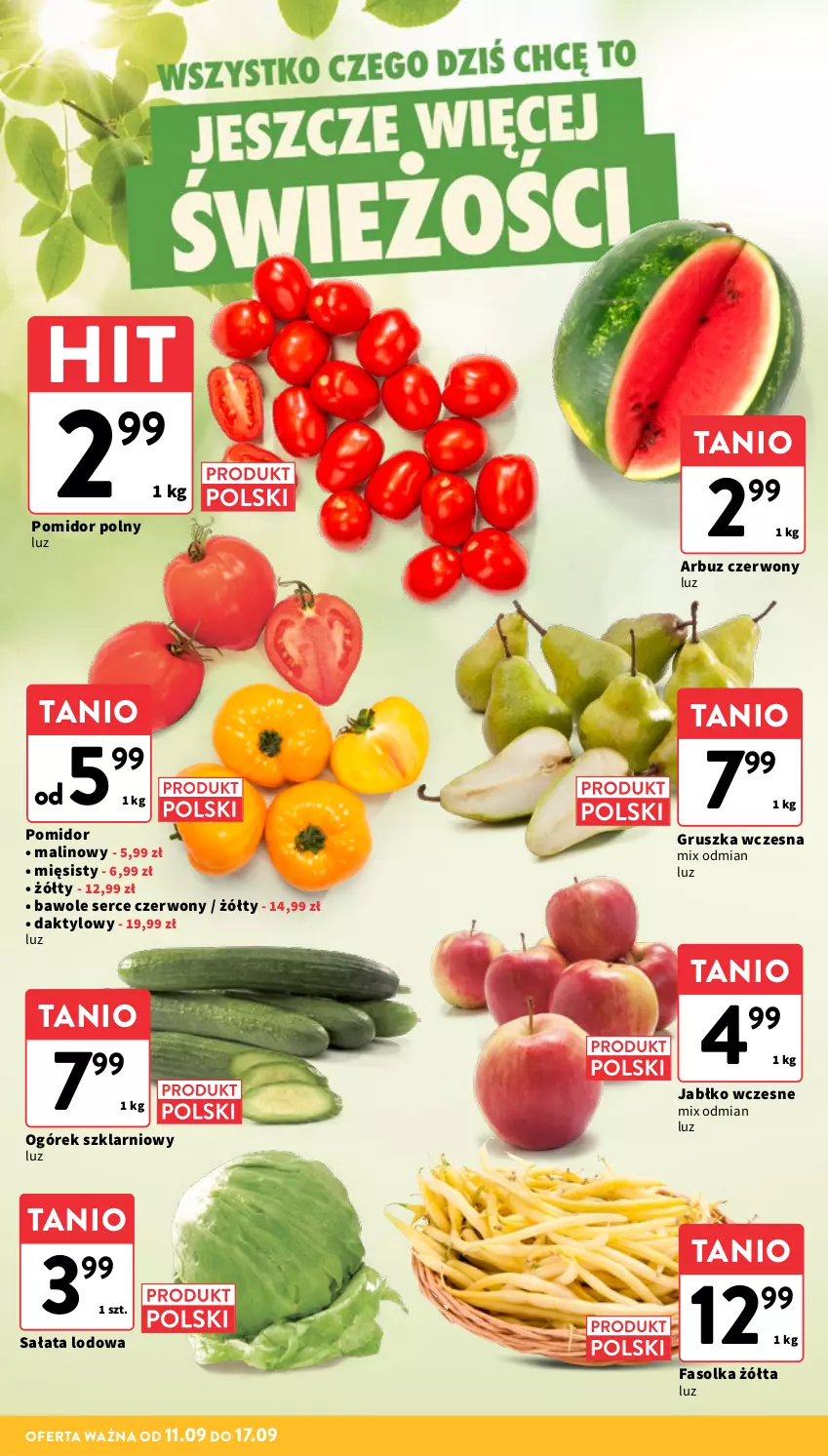 Gazetka promocyjna Intermarche - Gazetka Intermarche - ważna 11.09 do 17.09.2025 - strona 12 - produkty: Arbuz, Fa, Ogórek, Sałat, Sałata lodowa, Ser