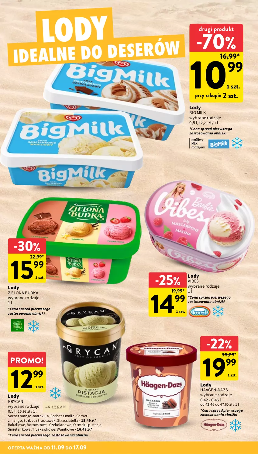 Gazetka promocyjna Intermarche - Gazetka Intermarche - ważna 11.09 do 17.09.2025 - strona 24 - produkty: Big Milk, Deser, Gry, Lody, Mango, Ser, Zielona Budka