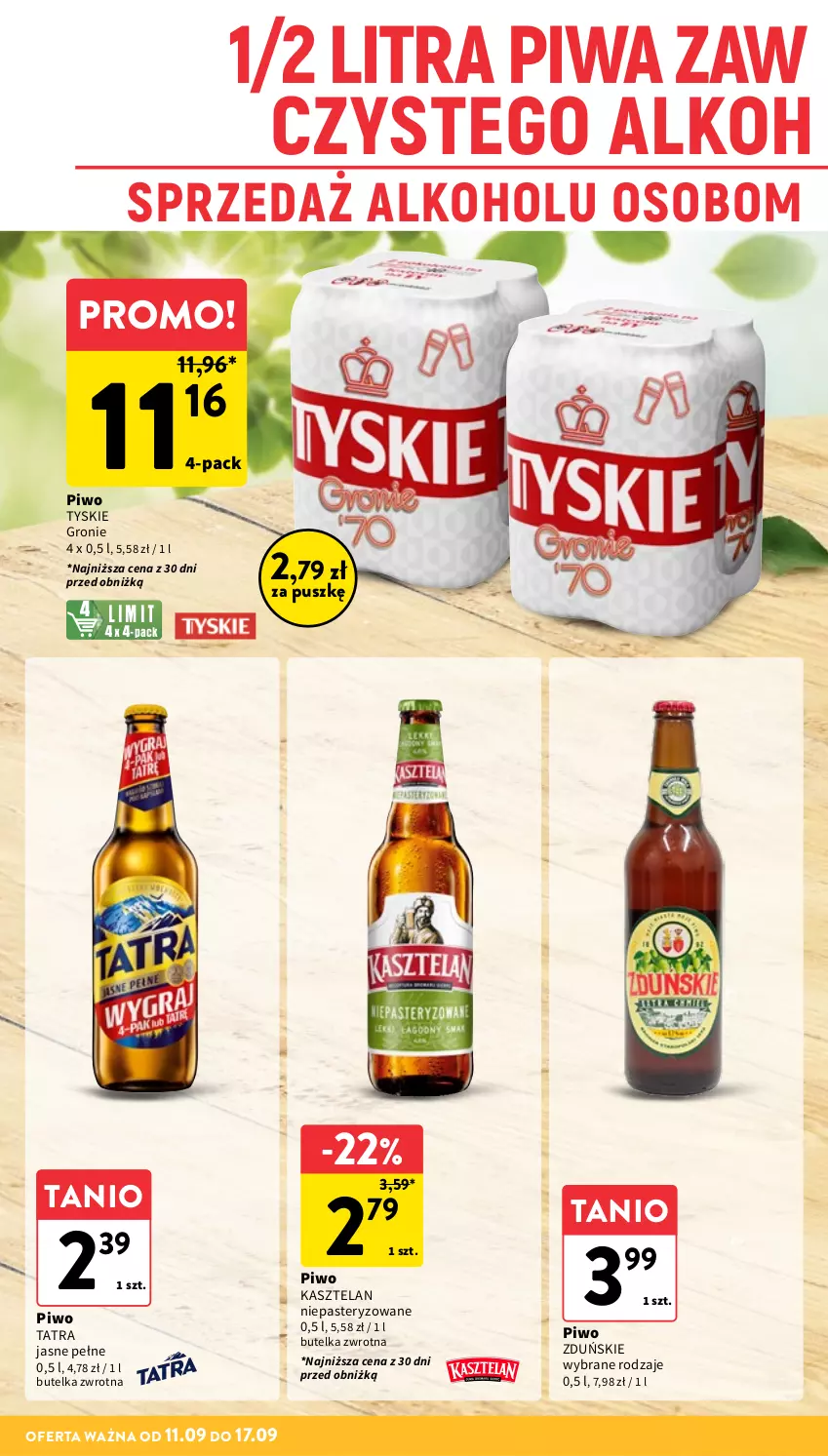 Gazetka promocyjna Intermarche - Gazetka Intermarche - ważna 11.09 do 17.09.2025 - strona 30 - produkty: Kasztelan, Piwa, Piwo, Tatra, Tyskie
