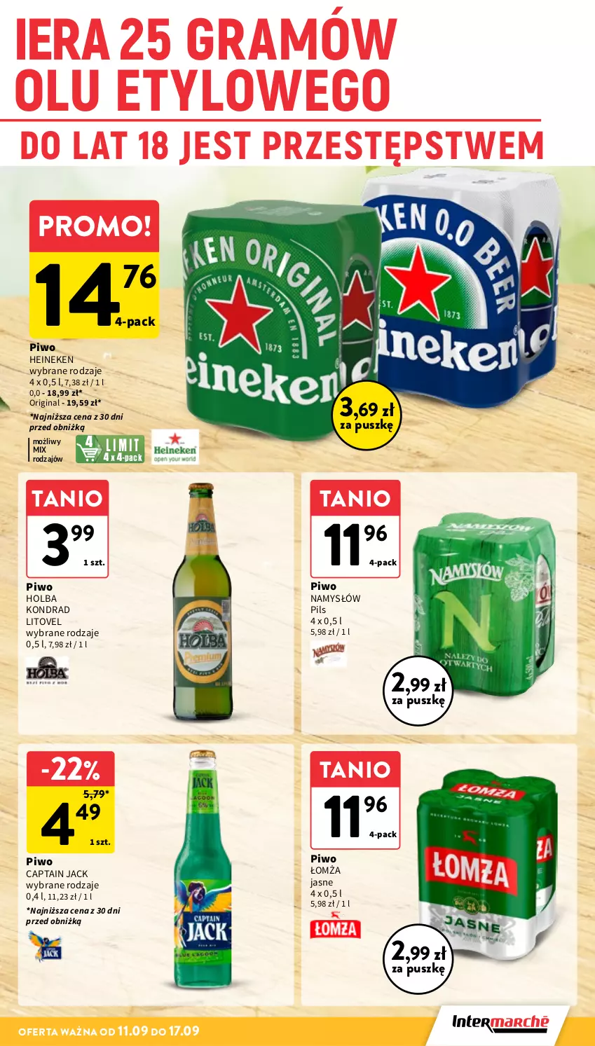 Gazetka promocyjna Intermarche - Gazetka Intermarche - ważna 11.09 do 17.09.2025 - strona 31 - produkty: Captain Jack, Gin, Gra, Heineken, Namysłów, Piwo