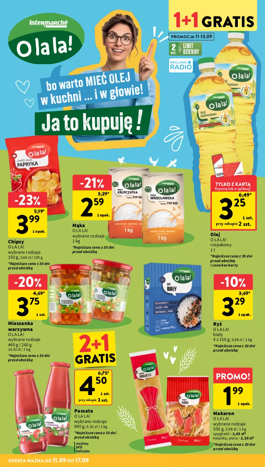 Gazetka promocyjna Intermarche - Gazetka Intermarche - ważna 11.09 do 17.09.2025 - strona 32 - produkty: Chipsy, Gra, Mąka, Makaron, Mieszanka warzyw, Olej, Ryż, Spaghetti