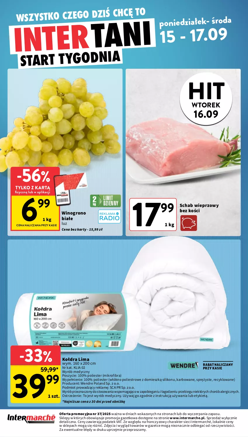 Gazetka promocyjna Intermarche - Gazetka Intermarche - ważna 11.09 do 17.09.2025 - strona 40 - produkty: Kołdra, Schab wieprzowy, Wino