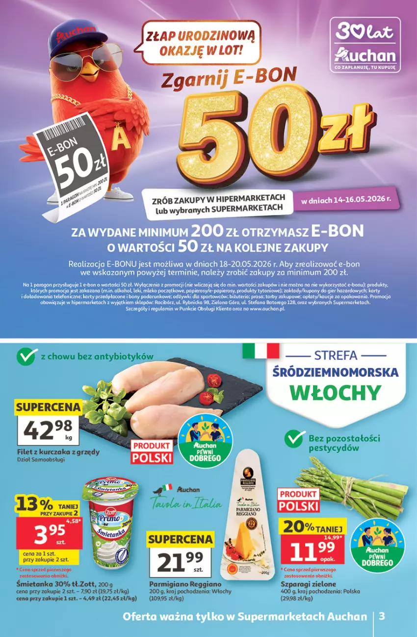 Gazetka promocyjna Auchan - Gazetka 30 Lat Supermarket Auchan - ważna 14.05 do 20.05.2026 - strona 3 - produkty: Kurczak, Zott
