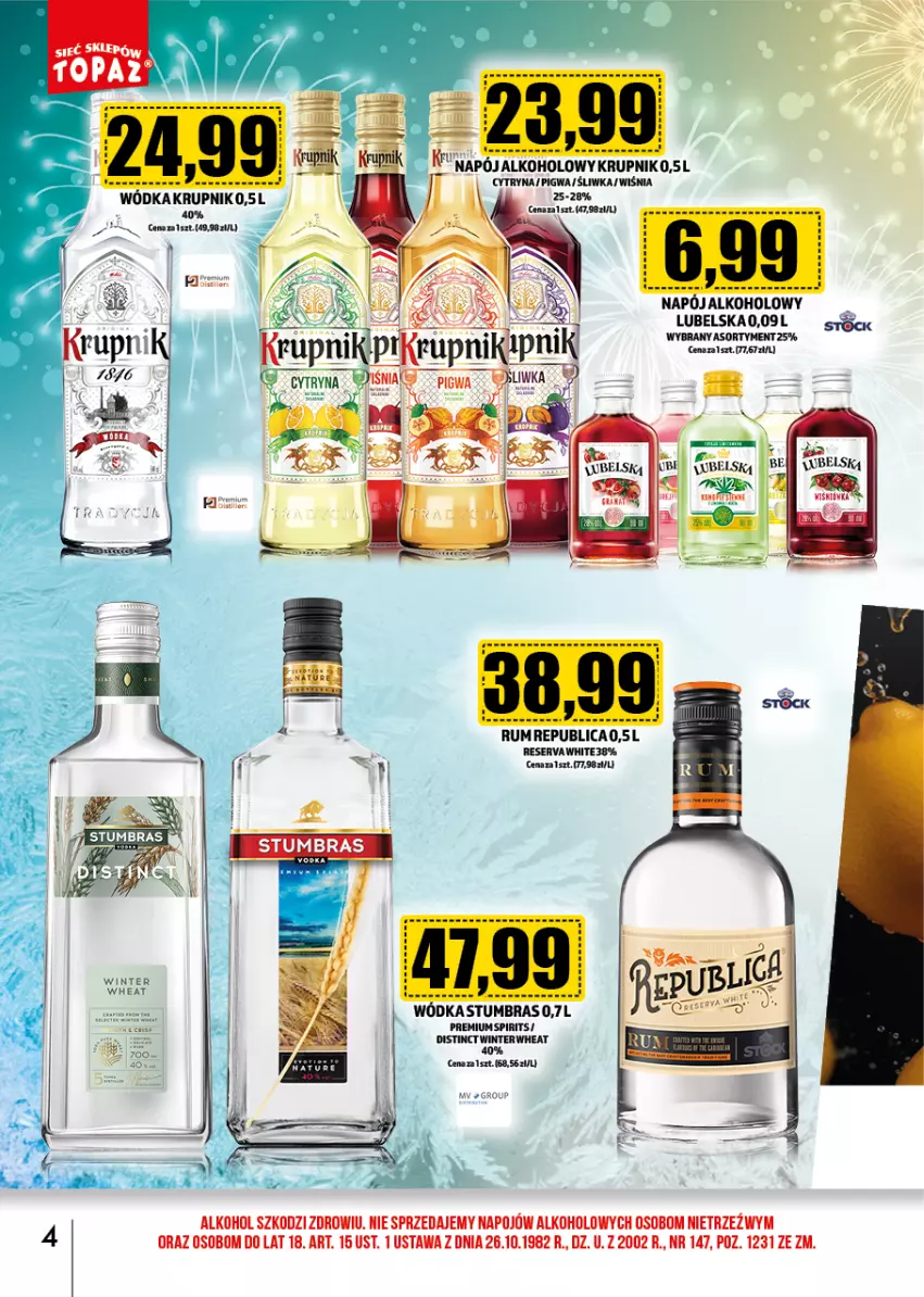 Gazetka promocyjna Topaz - Gazetka - ważna 02.01 do 31.01.2025 - strona 5 - produkty: Be Be, Krupnik, Napój, Rum, Ser, Wódka