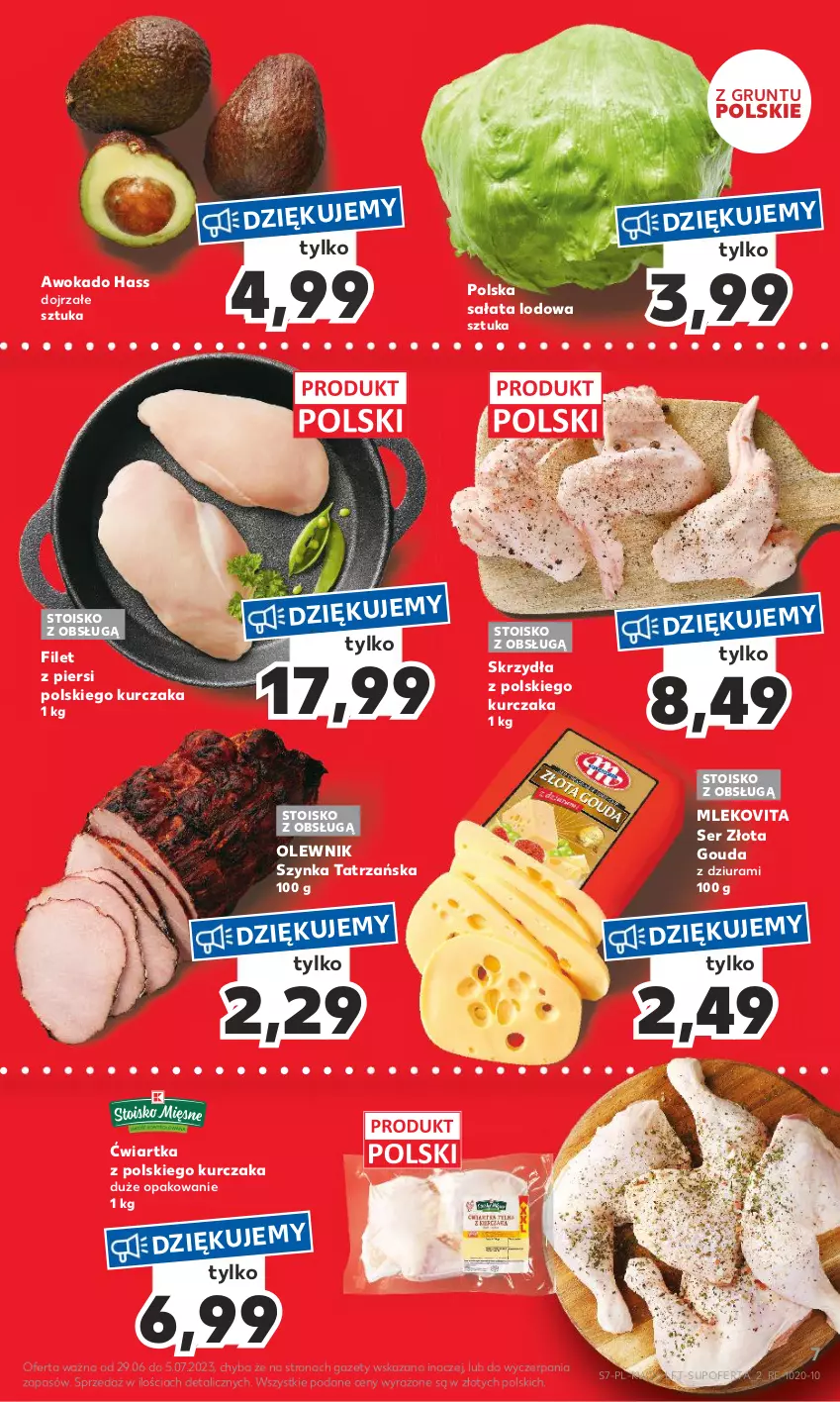 Gazetka promocyjna Kaufland - Gazetka tygodnia - ważna 29.06 do 05.07.2023 - strona 7 - produkty: Gouda, Grunt, Kurczak, Mleko, Mlekovita, Olewnik, Sałat, Sałata lodowa, Ser, Szynka