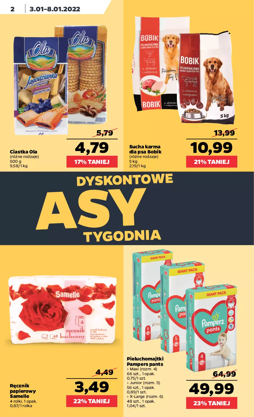 Gazetka promocyjna Netto - Nowy rok - ważna 03.01 do 08.01.2022 - strona 2 - produkty: Ciastka, Majtki, Pampers, Papier, Pieluchomajtki, Ręcznik, Rolki, Sucha karma