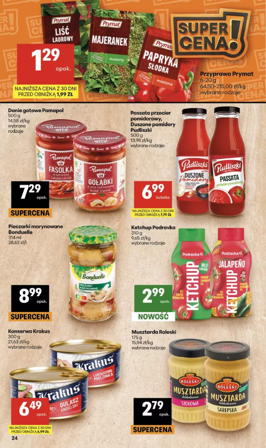 Gazetka promocyjna Delikatesy Centrum - Franczyza DC30 Czwartek - ważna 23.07 do 29.07.2026 - strona 24 - produkty: Bonduelle, Danie gotowe, Ketchup, Krakus, Mus, Musztarda, Piec, Podravka, Pomidory, Prymat, Pudliszki, Ser
