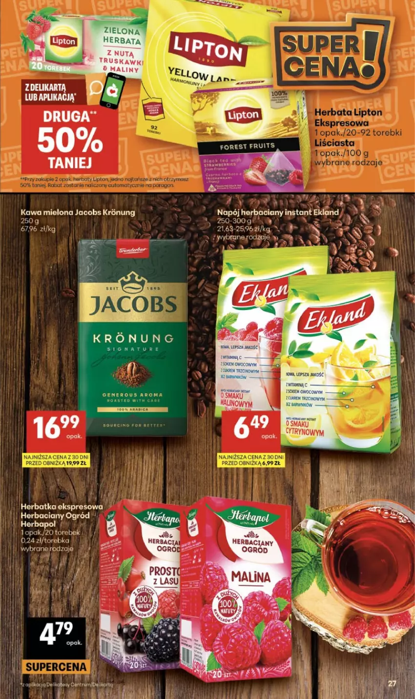 Gazetka promocyjna Delikatesy Centrum - Franczyza DC30 Czwartek - ważna 23.07 do 29.07.2026 - strona 27 - produkty: Herbapol, Herbata, Jacobs, Kawa, Kawa mielona, Maliny, Napój, Ogród, Rum
