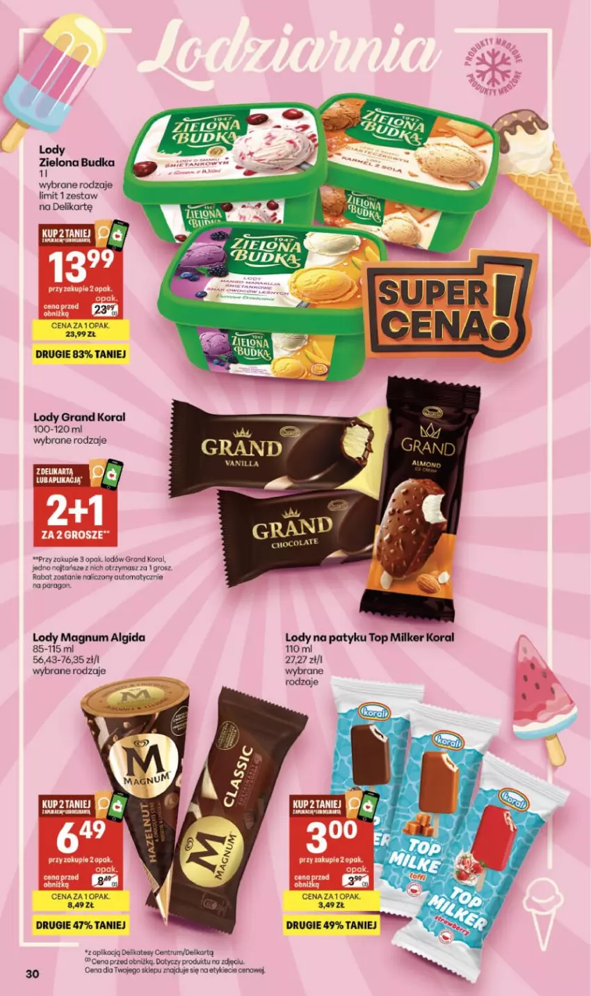 Gazetka promocyjna Delikatesy Centrum - Franczyza DC30 Czwartek - ważna 23.07 do 29.07.2026 - strona 30 - produkty: Algida, Gra, Koc, LG, Lody, Rum, Top, Zielona Budka