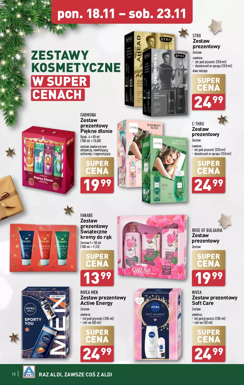 Gazetka promocyjna Aldi - Pełna oferta - ważna 18.11 do 23.11.2024 - strona 18 - produkty: C-Thru, Dezodorant, Fa, Krem odżywczy, LG, Nivea, Nivea Men, Str8, Zestaw prezentowy