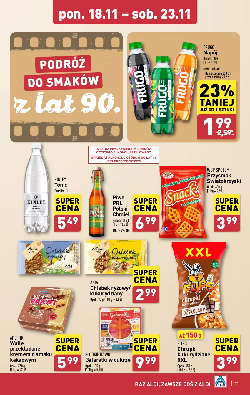 Gazetka promocyjna Aldi - Pełna oferta - ważna 18.11 do 23.11.2024 - strona 23 - produkty: Chleb, Chrupki, Gala, Galaretki, Gra, Kakao, Napój, Piwa, Piwo, Ryż, Wafle