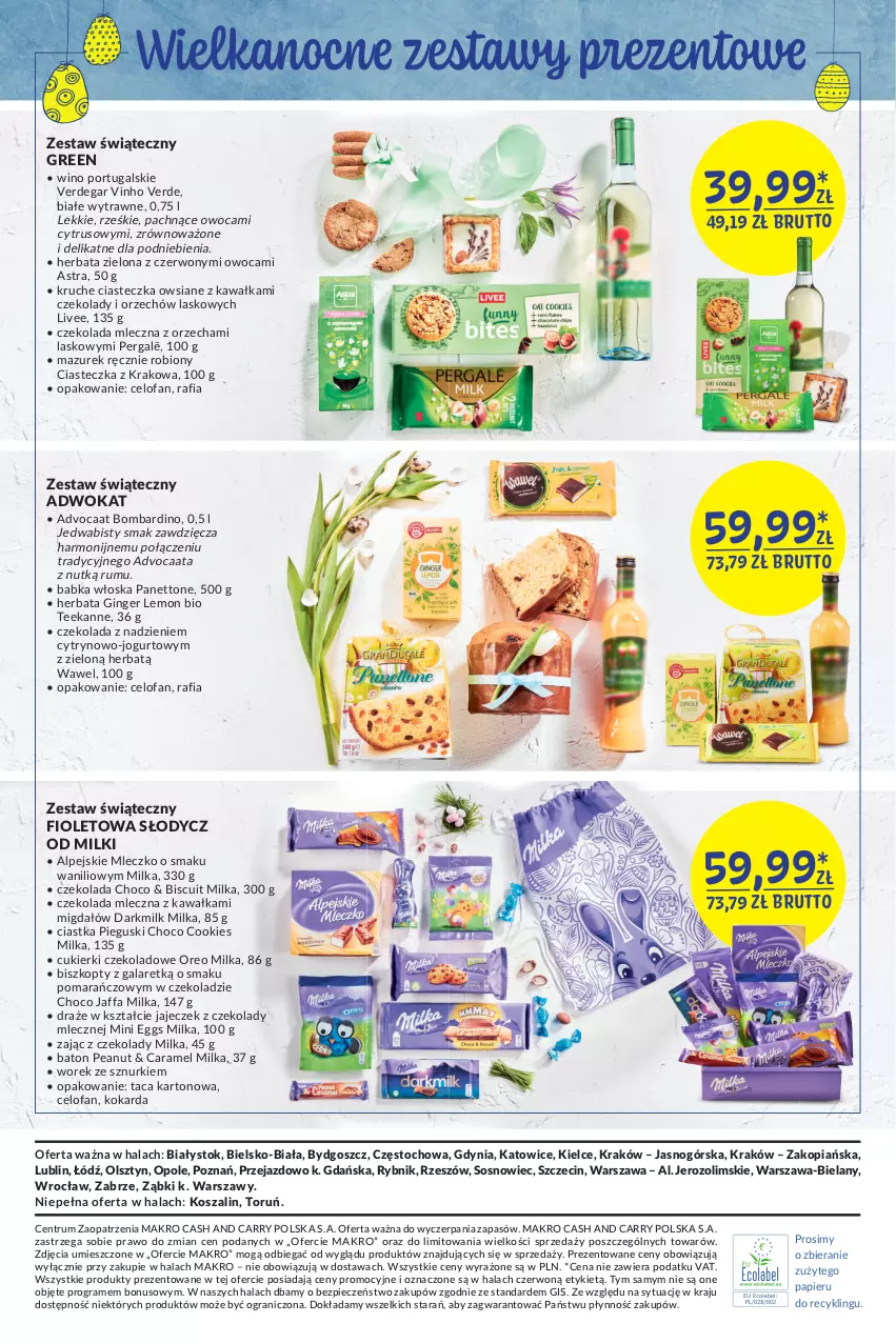 Gazetka promocyjna Makro - [Oferta specjalna] Delikatesy - ważna 23.03 do 03.04.2021 - strona 18 - produkty: Advocaat, Babka, Baton, Biszkopty, Ciastka, Cukier, Cukierki, Cukierki czekoladowe, Czekolada, Czekolada mleczna, Dega, Fa, Gala, Gin, Gra, Herbata, Jogurt, Kawa, Kosz, Milka, Mleczko, Oreo, Papier, Piec, Por, Rum, Sos, Szal, Taca, Teekanne, Wawel, Wino