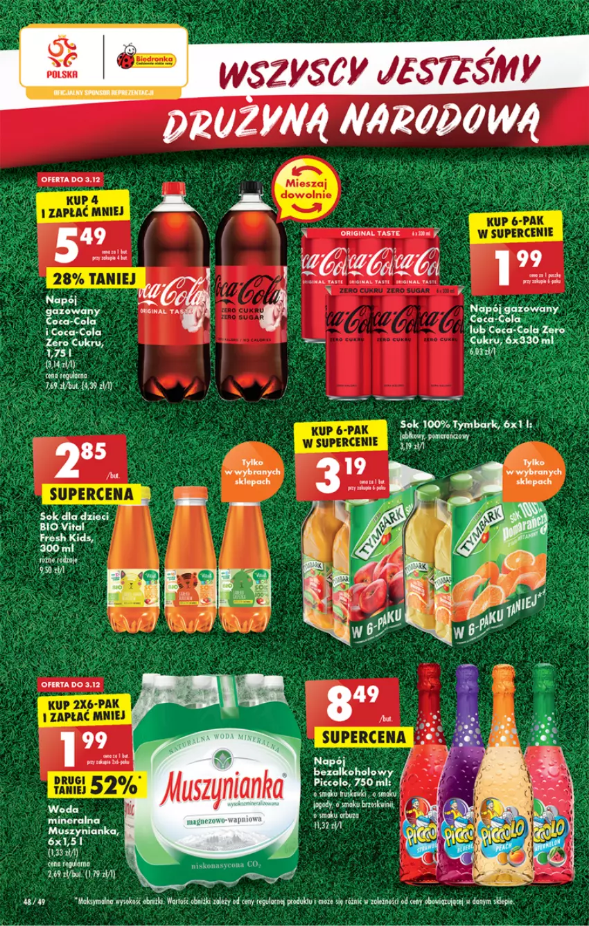 Gazetka promocyjna Biedronka - Gazetka - Biedronka.pl - ważna 01.12 do 07.12.2022 - strona 48 - produkty: Coca-Cola, Dzieci, Gin, Gry, Laur, Magnez, Mus, Muszynianka, Napój, Tymbark, Woda