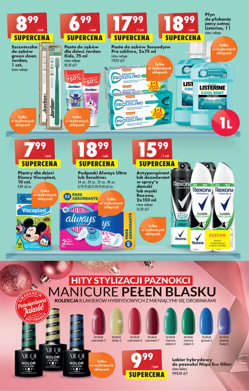 Gazetka promocyjna Biedronka - Gazetka - Biedronka.pl - ważna 01.12 do 07.12.2022 - strona 53 - produkty: Always, Always Ultra, Antyperspirant, Dezodorant, Disney, Dzieci, Gra, Granat, Inka, Lakier, Lakier hybrydowy, Listerine, Pasta do zębów, Płyn do płukania, Płyn do płukania jamy ustnej, Podpaski, Rexona, Sensodyne, Szczoteczka, Viscoplast