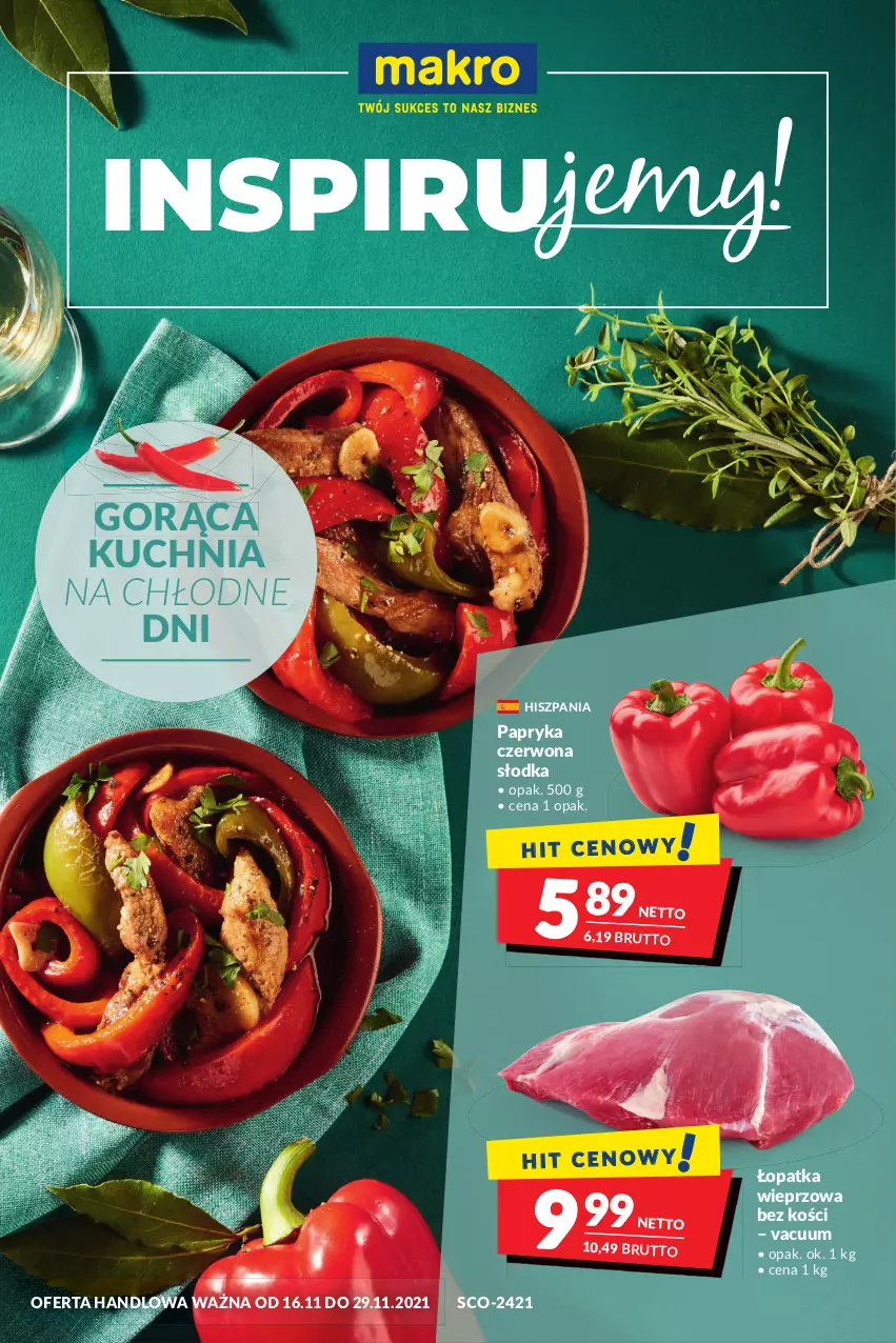 Gazetka promocyjna Makro - [Oferta promocyjna] Artykuły spożywcze i przemysłowe - ważna 16.11 do 29.11.2021 - strona 1 - produkty: Kuchnia, Papryka, Papryka czerwona