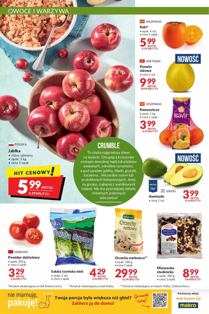 Gazetka promocyjna Makro - [Oferta promocyjna] Artykuły spożywcze i przemysłowe - ważna 16.11 do 29.11.2021 - strona 2 - produkty: Deser, Gruszki, Jabłka, Kaki, Mieszanka studencka, Owoce, Pomarańcze, Pomelo, Rum, Sałat, Ser, Warzywa