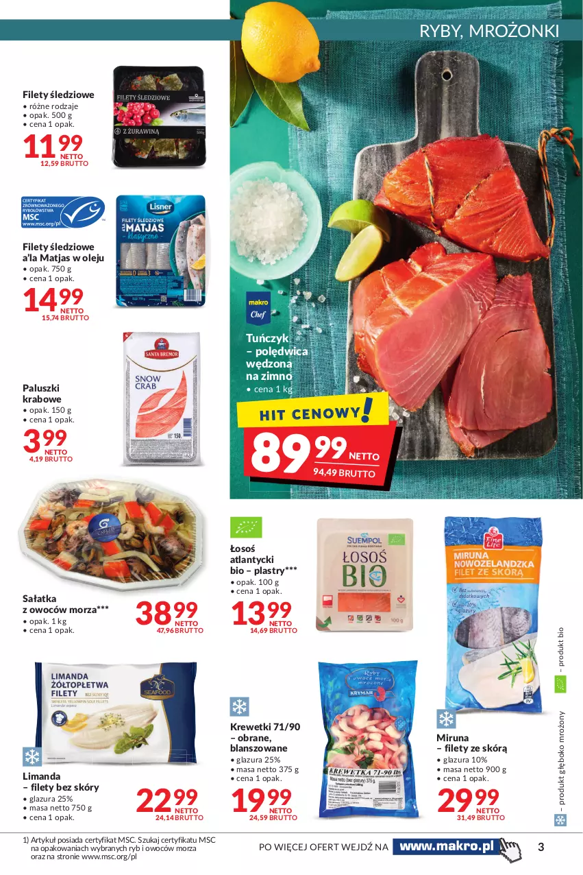 Gazetka promocyjna Makro - [Oferta promocyjna] Artykuły spożywcze i przemysłowe - ważna 16.11 do 29.11.2021 - strona 3 - produkty: Glazura, Krewetki, Lazur, Matjas, Miruna, Olej, Polędwica, Sałat, Sałatka, Tuńczyk