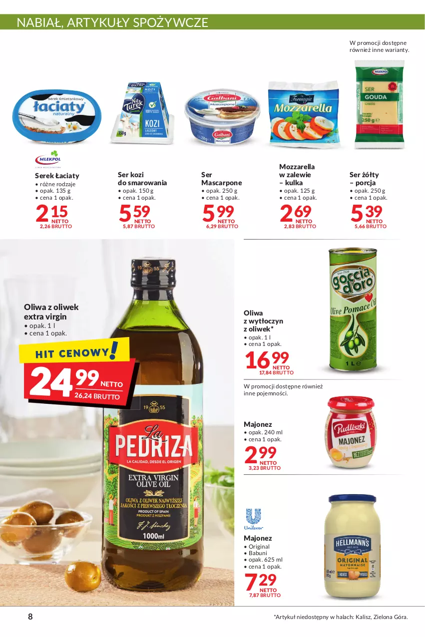 Gazetka promocyjna Makro - [Oferta promocyjna] Artykuły spożywcze i przemysłowe - ważna 16.11 do 29.11.2021 - strona 8 - produkty: Artykuły spożywcze, Babuni, Gin, Majonez, Mascarpone, Mozzarella, Oliwa z oliwek, Por, Ser, Ser kozi, Serek