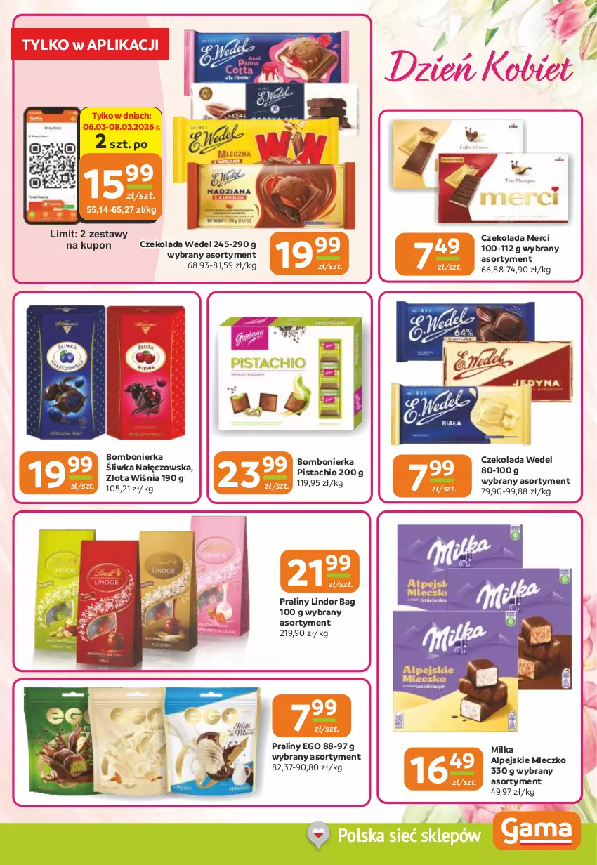 Gazetka promocyjna Gama - Gazetka Gama - ważna 26.02 do 10.03.2026 - strona 5 - produkty: Czekolada, Lindor, Merci, Milka, Mleczko, Praliny