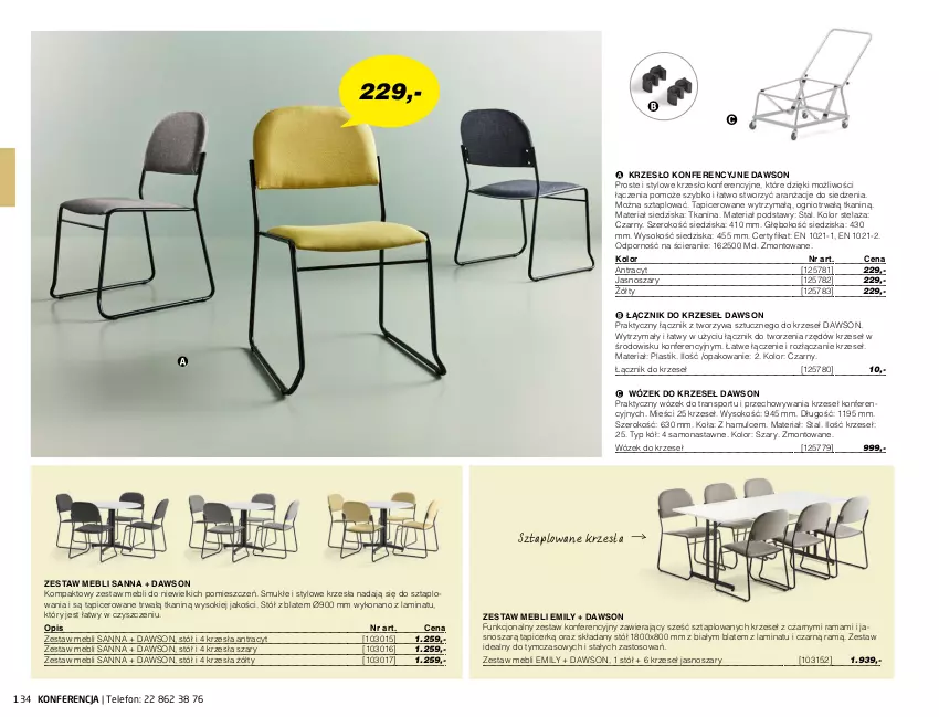 Gazetka promocyjna AJ Produkty - Marzec - ważna 01.03 do 31.03.2021 - strona 134 - produkty: Krzesło, Krzesło konferencyjne, Por, Rama, Sok, Sport, Stół, Telefon, Tran, Wózek