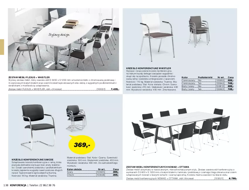 Gazetka promocyjna AJ Produkty - Marzec - ważna 01.03 do 31.03.2021 - strona 138 - produkty: Krzesło, Krzesło konferencyjne, Por, Rama, Siedzisko, Sok, Stół, Telefon