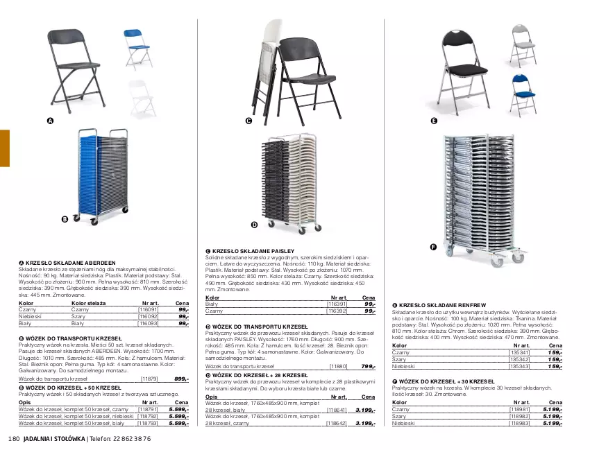 Gazetka promocyjna AJ Produkty - Marzec - ważna 01.03 do 31.03.2021 - strona 180 - produkty: Bieżnik, Jadalnia, Krzesło, Krzesło składane, Por, Siedzisko, Sok, Sport, Telefon, Tran, Wózek