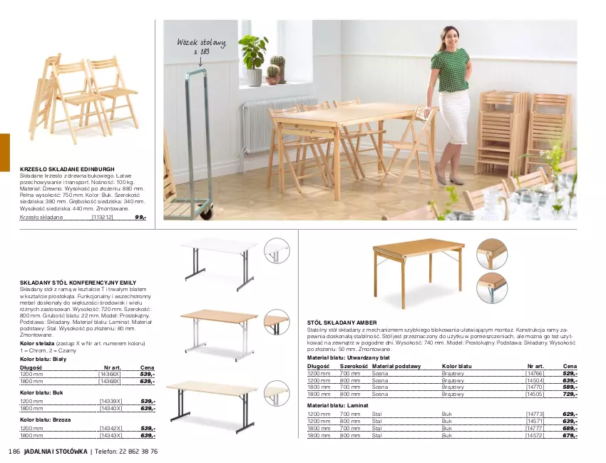 Gazetka promocyjna AJ Produkty - Marzec - ważna 01.03 do 31.03.2021 - strona 186 - produkty: Jadalnia, Krzesło, Krzesło składane, Por, Sok, Sos, Sport, Stół, Telefon, Tran, Wózek