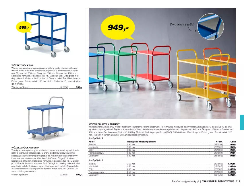 Gazetka promocyjna AJ Produkty - Marzec - ważna 01.03 do 31.03.2021 - strona 311 - produkty: Anew, Bieżnik, Gra, Pojemnik, Półka, Por, Sok, Sport, Tran, Wózek, Wózek transportowy