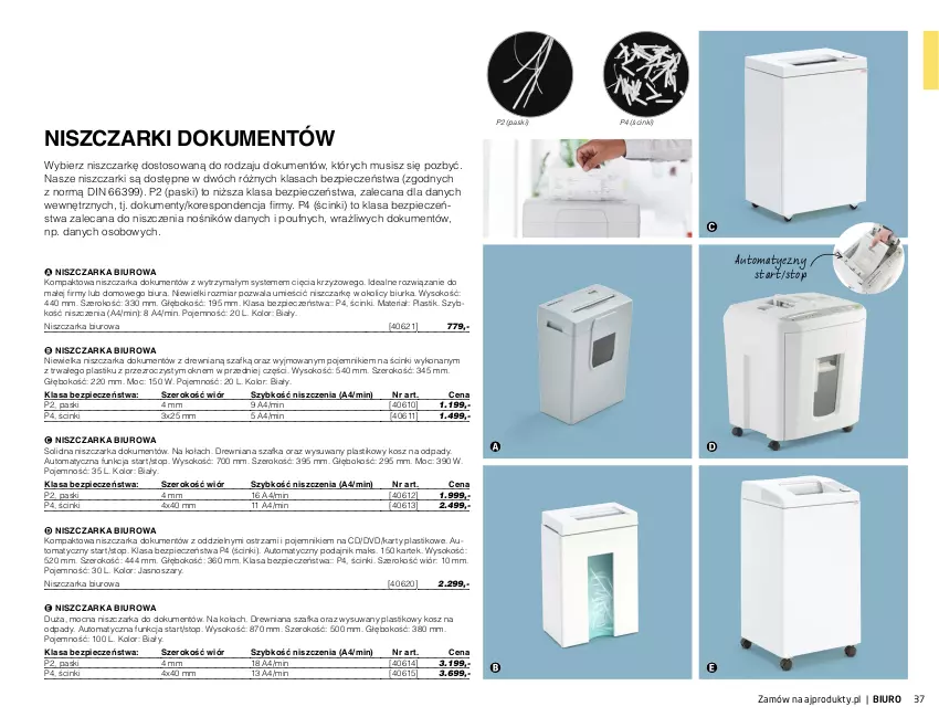 Gazetka promocyjna AJ Produkty - Marzec - ważna 01.03 do 31.03.2021 - strona 37 - produkty: Biurka, Biuro, Kosz, Kosz na odpady, Mus, Niszczarka, Piec, Pojemnik, Sok, Szafka, Top