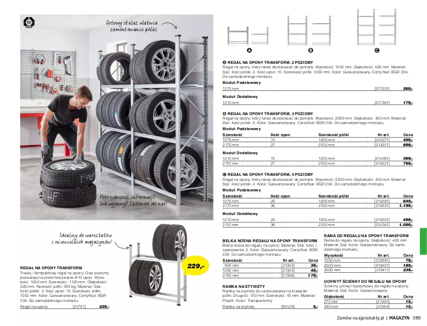 Gazetka promocyjna AJ Produkty - Marzec - ważna 01.03 do 31.03.2021 - strona 389 - produkty: O nas, Opony, Rama, Ramka, Regał, Sok, Tran