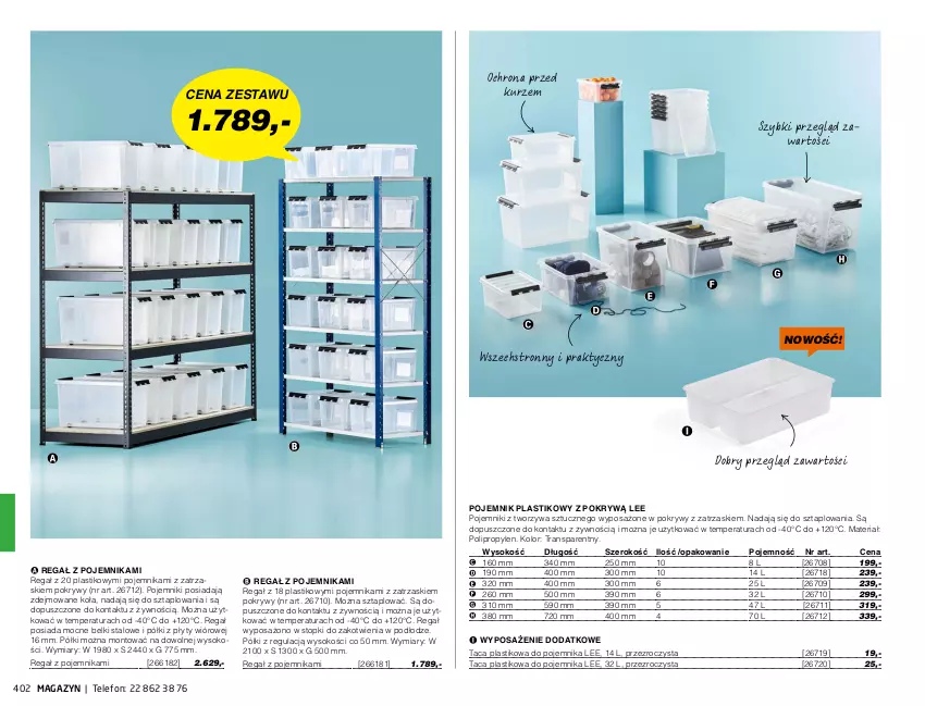 Gazetka promocyjna AJ Produkty - Marzec - ważna 01.03 do 31.03.2021 - strona 402 - produkty: Pojemnik, Pojemnik plastikowy, Regał, Sok, Taca, Telefon, Top, Tran