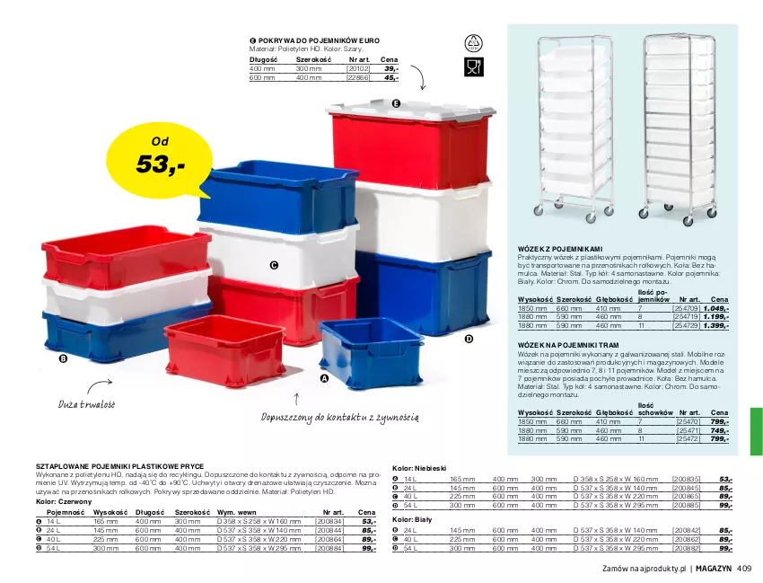 Gazetka promocyjna AJ Produkty - Marzec - ważna 01.03 do 31.03.2021 - strona 409 - produkty: Mobil, Pojemnik, Pokrywa, Por, Sok, Sport, Tran, Uchwyty, Wózek