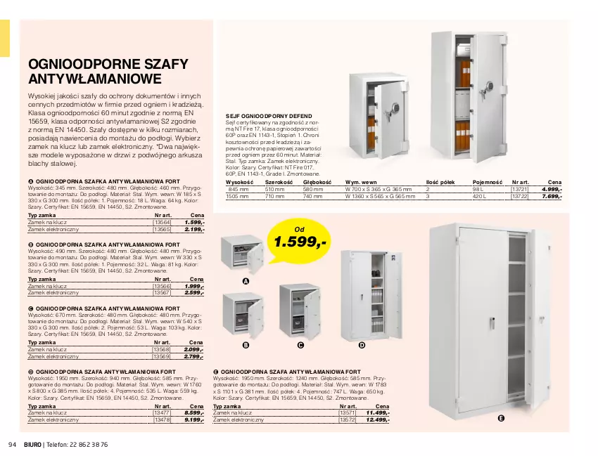 Gazetka promocyjna AJ Produkty - Marzec - ważna 01.03 do 31.03.2021 - strona 94 - produkty: Biuro, Drzwi, Fa, Gra, Kosz, Papier, Por, Sejf, Sok, Szafa, Szafka, Telefon, Top, Waga