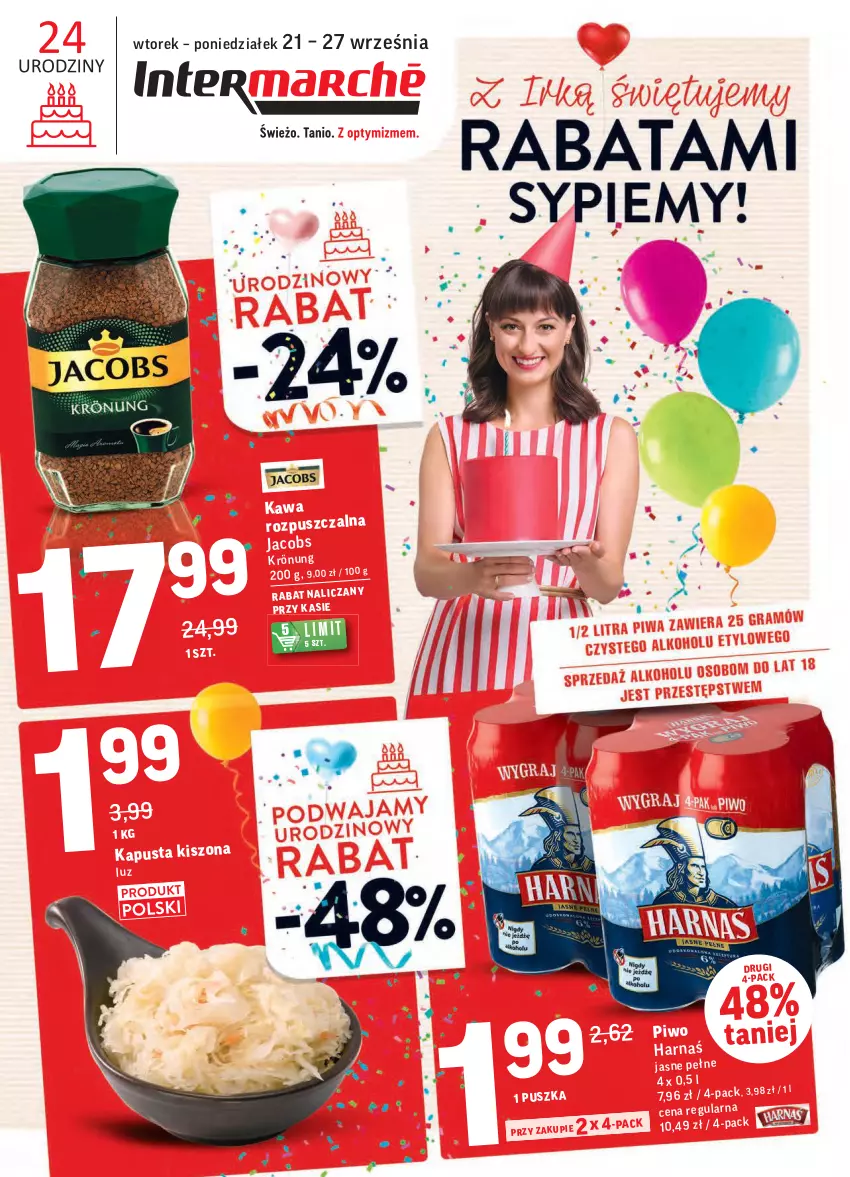 Gazetka promocyjna Intermarche - Gazetka promocyjna - ważna 21.09 do 27.09.2021 - strona 1 - produkty: Jacobs, Kawa, Kawa rozpuszczalna, Piwo