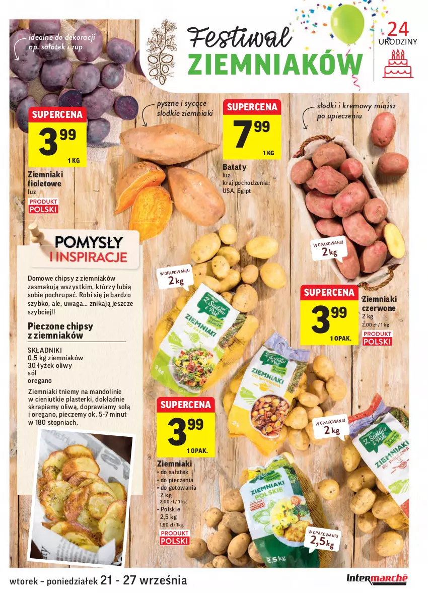 Gazetka promocyjna Intermarche - Gazetka promocyjna - ważna 21.09 do 27.09.2021 - strona 11 - produkty: Chipsy, Piec, Plasterki, Sałat, Sól, Top, Waga, Ziemniaki