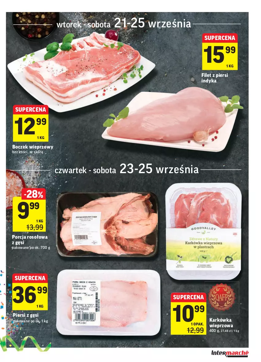 Gazetka promocyjna Intermarche - Gazetka promocyjna - ważna 21.09 do 27.09.2021 - strona 15 - produkty: Boczek, Boczek wieprzowy, Filet z piersi indyka, Karkówka wieprzowa, Por