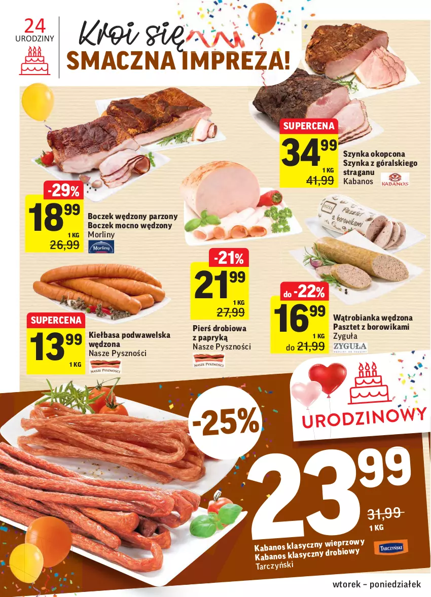 Gazetka promocyjna Intermarche - Gazetka promocyjna - ważna 21.09 do 27.09.2021 - strona 18 - produkty: Bianka, Boczek, Kabanos, Kiełbasa, Kiełbasa podwawelska, Morliny, Pasztet, Szynka, Tarczyński, Wawel