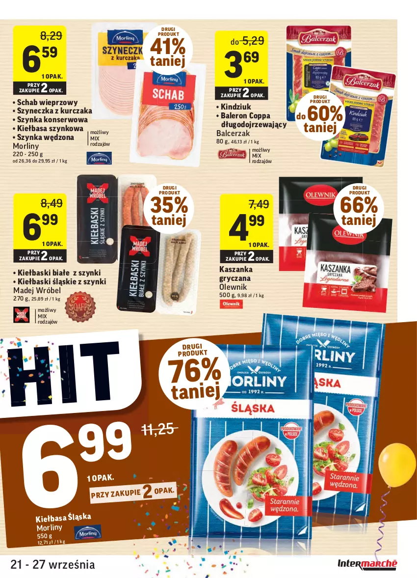 Gazetka promocyjna Intermarche - Gazetka promocyjna - ważna 21.09 do 27.09.2021 - strona 19 - produkty: Gry, Kasza, Kaszanka, Kiełbasa, Kiełbasa szynkowa, Kiełbaski białe, Kiełbaski śląskie, Kindziuk, Kurczak, Madej Wróbel, Morliny, Olewnik, Schab wieprzowy, Ser, Szynka, Szynka konserwowa