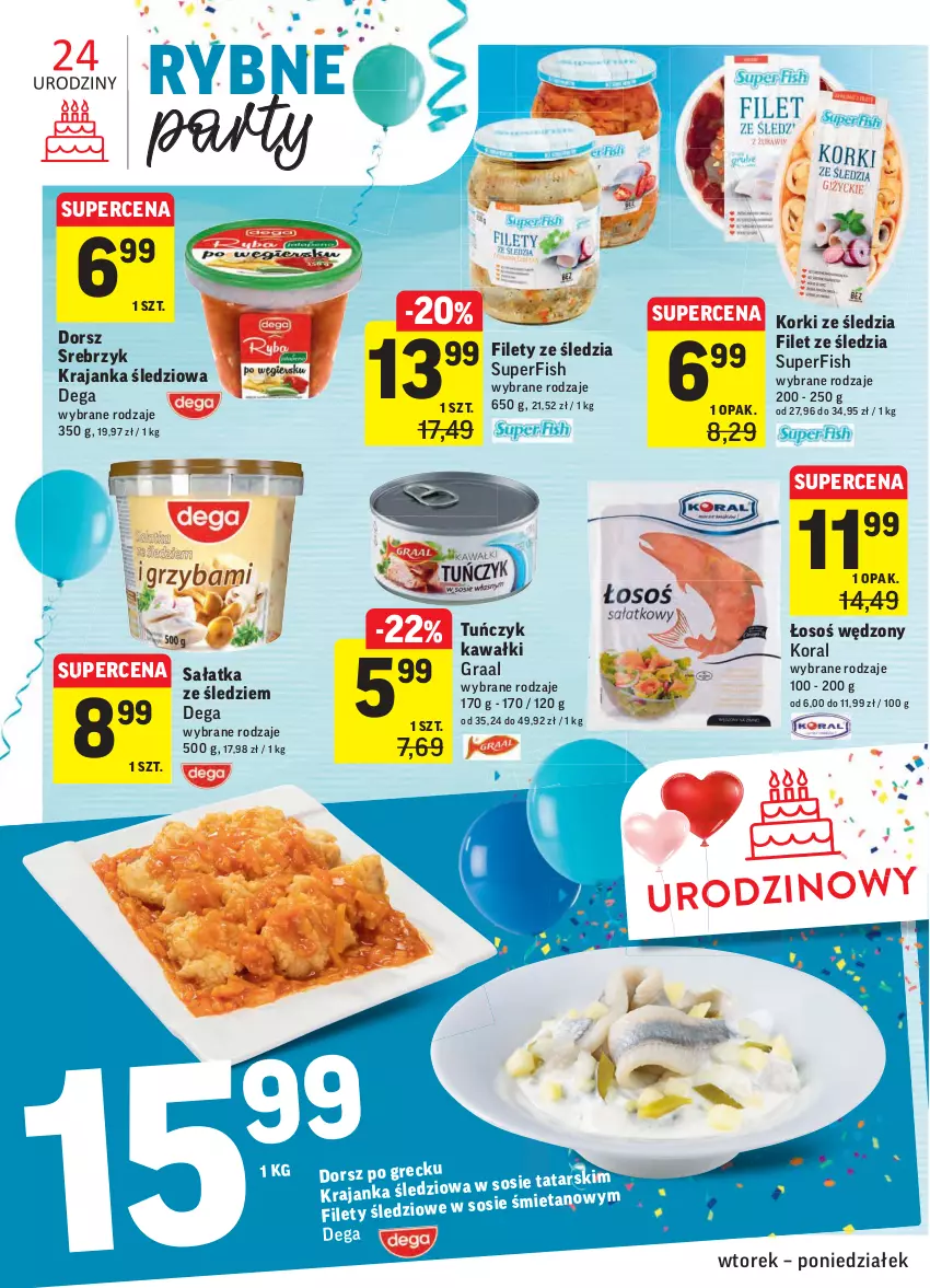 Gazetka promocyjna Intermarche - Gazetka promocyjna - ważna 21.09 do 27.09.2021 - strona 26 - produkty: Dega, Dorsz, Gra, Graal, Kawa, Krajanka śledziowa, Sałat, Sałatka, Sos, Tuńczyk