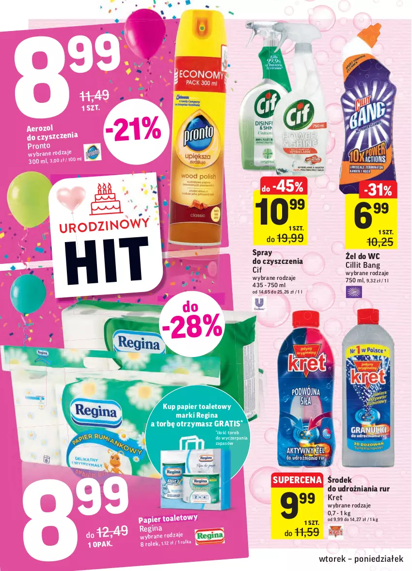 Gazetka promocyjna Intermarche - Gazetka promocyjna - ważna 21.09 do 27.09.2021 - strona 42 - produkty: Cif, Cillit Bang, Gin, Gra, Kret, Papier, Papier toaletowy, Pronto, Spray do czyszczenia