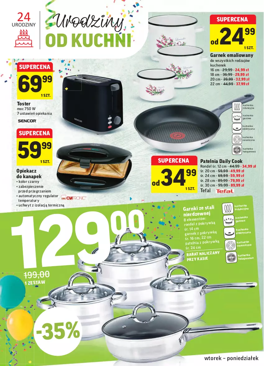 Gazetka promocyjna Intermarche - Gazetka promocyjna - ważna 21.09 do 27.09.2021 - strona 44 - produkty: Fa, Garnek, Halo, Opiekacz do kanapek, Patelnia, Piec, Rondel, Tefal, Toster