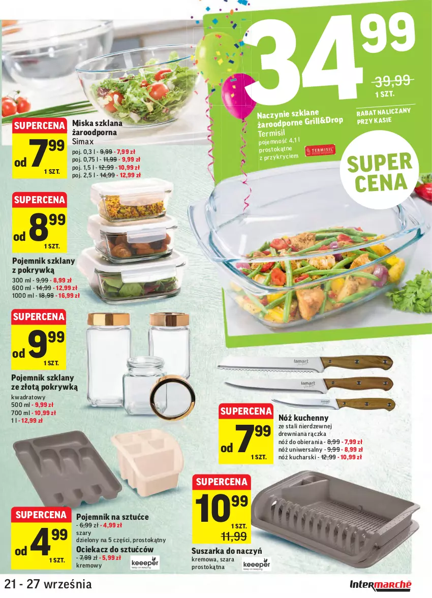 Gazetka promocyjna Intermarche - Gazetka promocyjna - ważna 21.09 do 27.09.2021 - strona 45 - produkty: Grill, LANA, Miska, Nóż uniwersalny, Ociekacz, Pojemnik, Pojemnik na sztućce, Pojemnik szklany, Por, Suszarka, Suszarka do naczyń