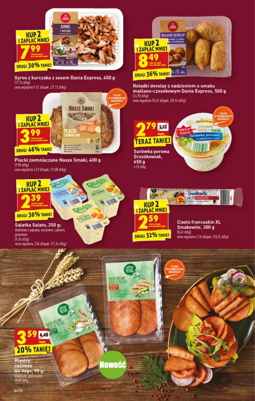 Gazetka promocyjna Biedronka - W tym tygodniu - ważna 28.02 do 05.03.2022 - strona 26 - produkty: Ciasto francuskie, Fa, Gyros, Kurczak, Lack, Por, Sałat, Sałatka, Sos, Surówka