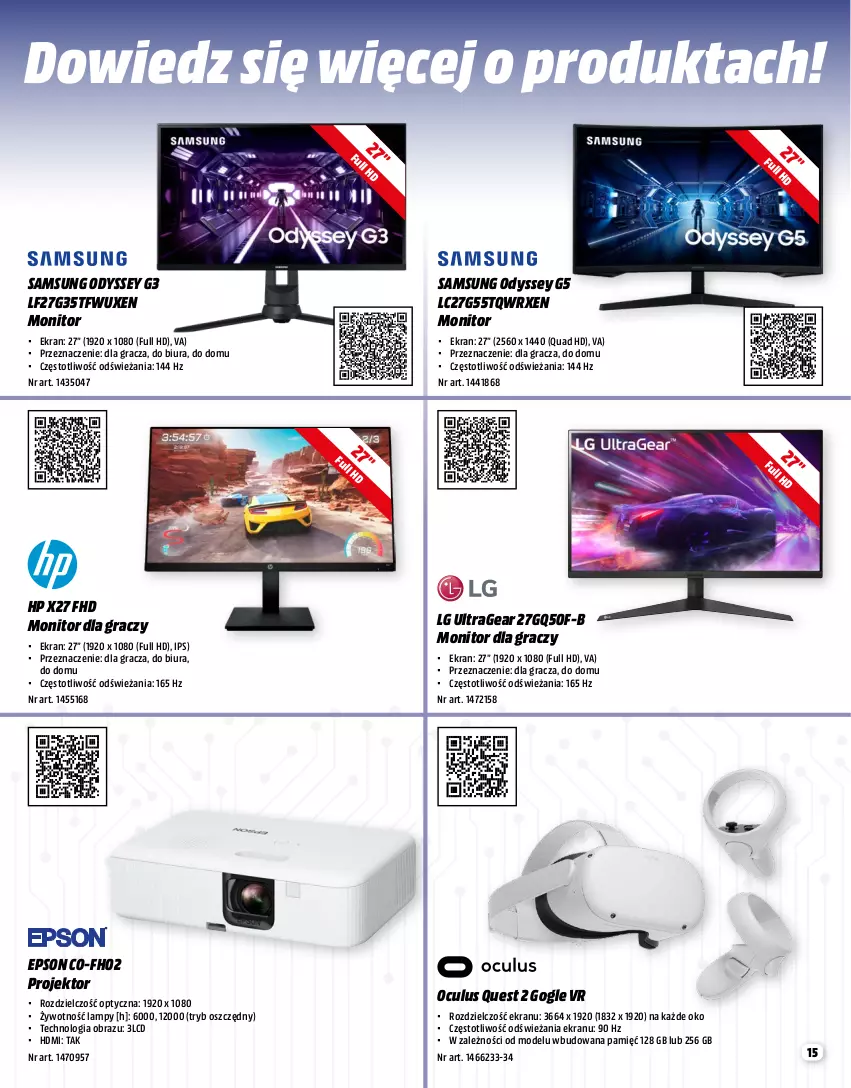 Gazetka promocyjna Media Markt - Gazetka Media Markt - ważna 02.01 do 31.01.2023 - strona 15 - produkty: Gra, HP, LG, Monitor, Obraz, Samsung