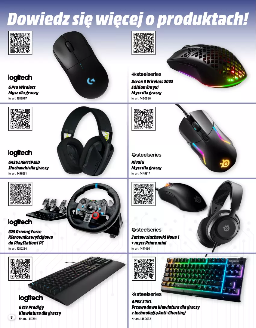 Gazetka promocyjna Media Markt - Gazetka Media Markt - ważna 02.01 do 31.01.2023 - strona 8 - produkty: Gra, Kierownica, Klawiatura, Mysz, PlayStation, Słuchawki