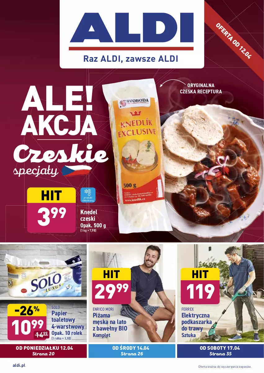 Gazetka promocyjna Aldi - ważna 12.04 do 17.04.2021 - strona 1 - produkty: Gin, Kasza, Papier, Papier toaletowy, Piżama