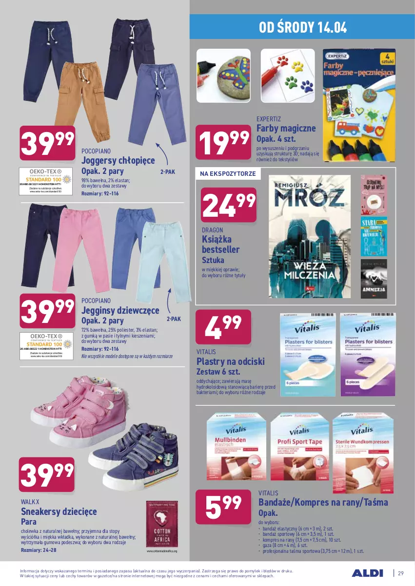 Gazetka promocyjna Aldi - ważna 12.04 do 17.04.2021 - strona 29 - produkty: Dzieci, Fa, Gin, Książka, Pocopiano, Por, Sneakersy, Sport, Top, Wełna